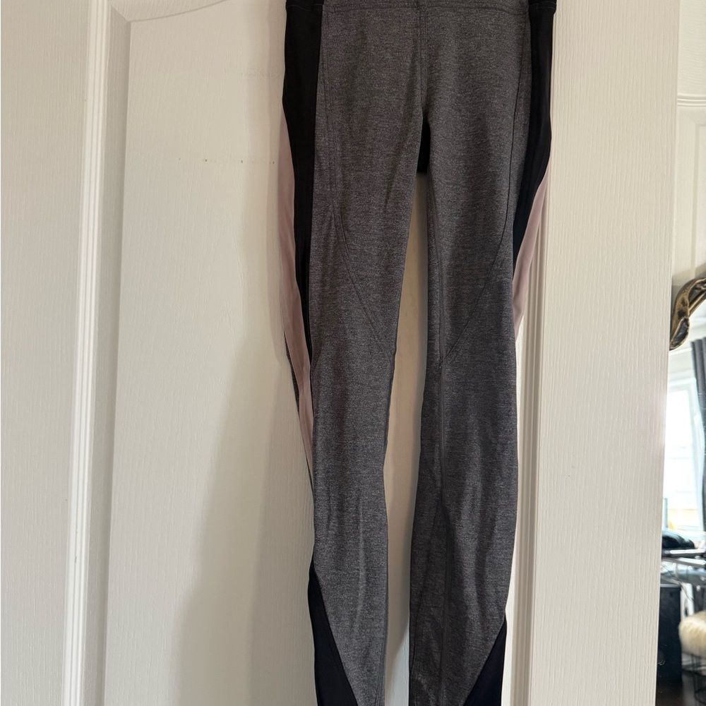 lululemon athletica Gray Leggings with Pink and Black Panels